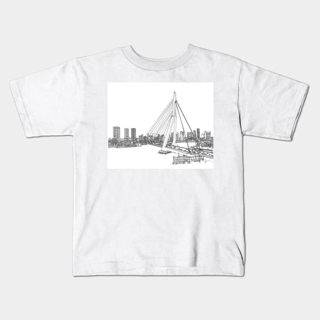 Erasmus Bridge in Rotterdam Kids T-Shirt by valery in the gallery